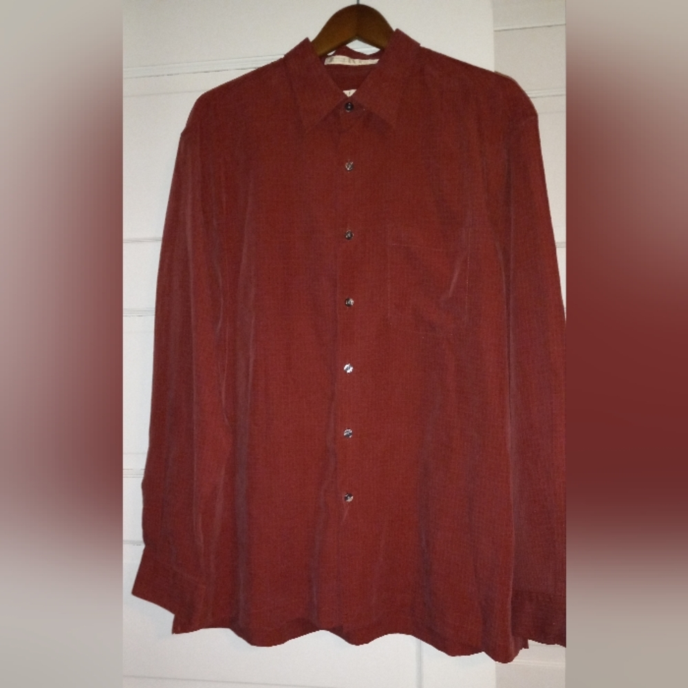 Perry Ellis Men's long sleeve button down shirt size XL dark red
